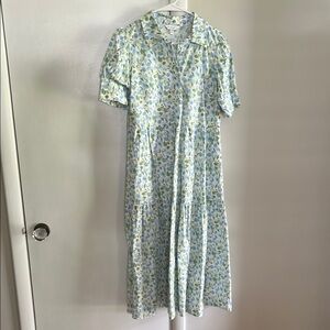 Crown & Ivy Blue and Green Floral Midi Dress